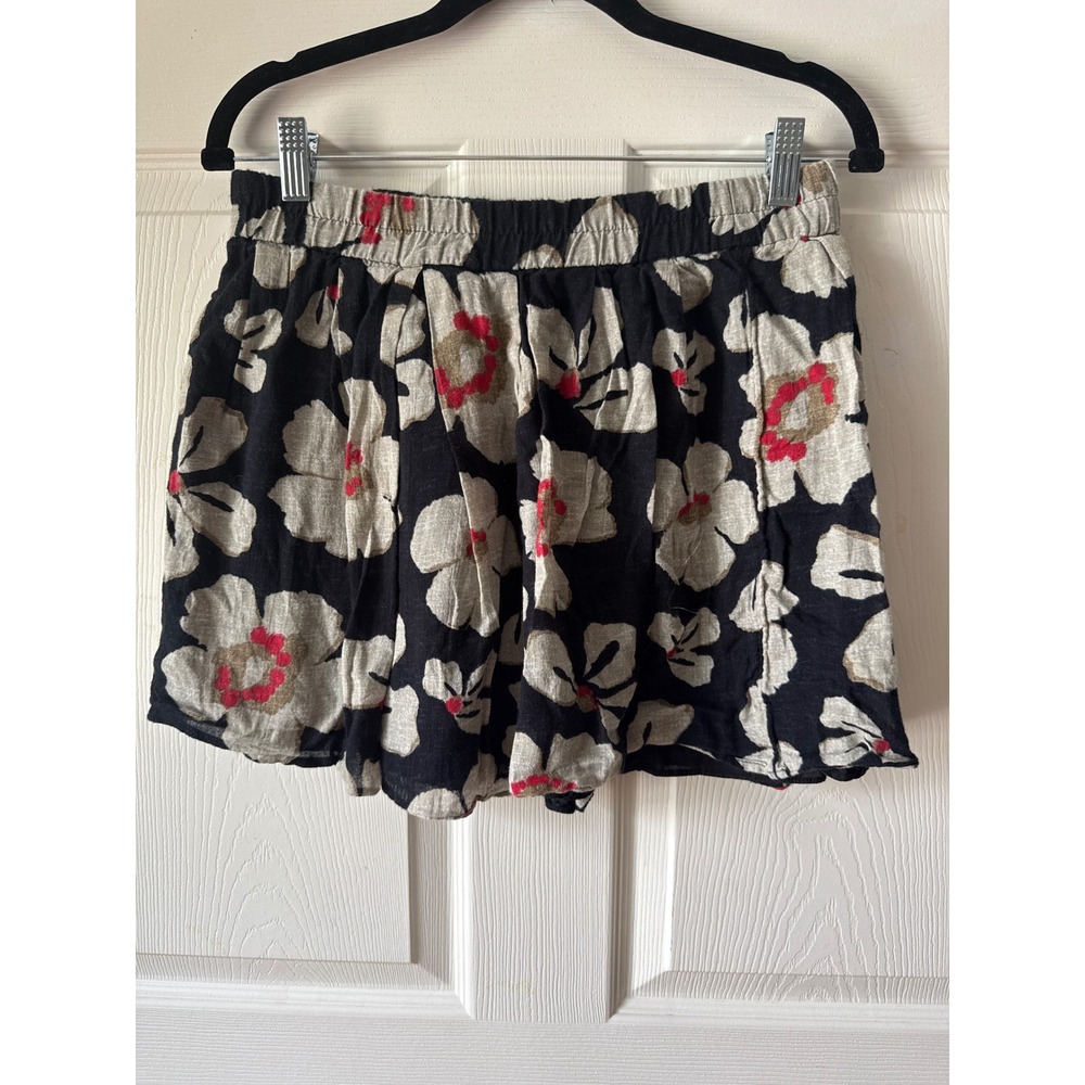 Gap Mini Skirt Womens XS Black Floral Cotton Elastic Waist Boho Cottagecore